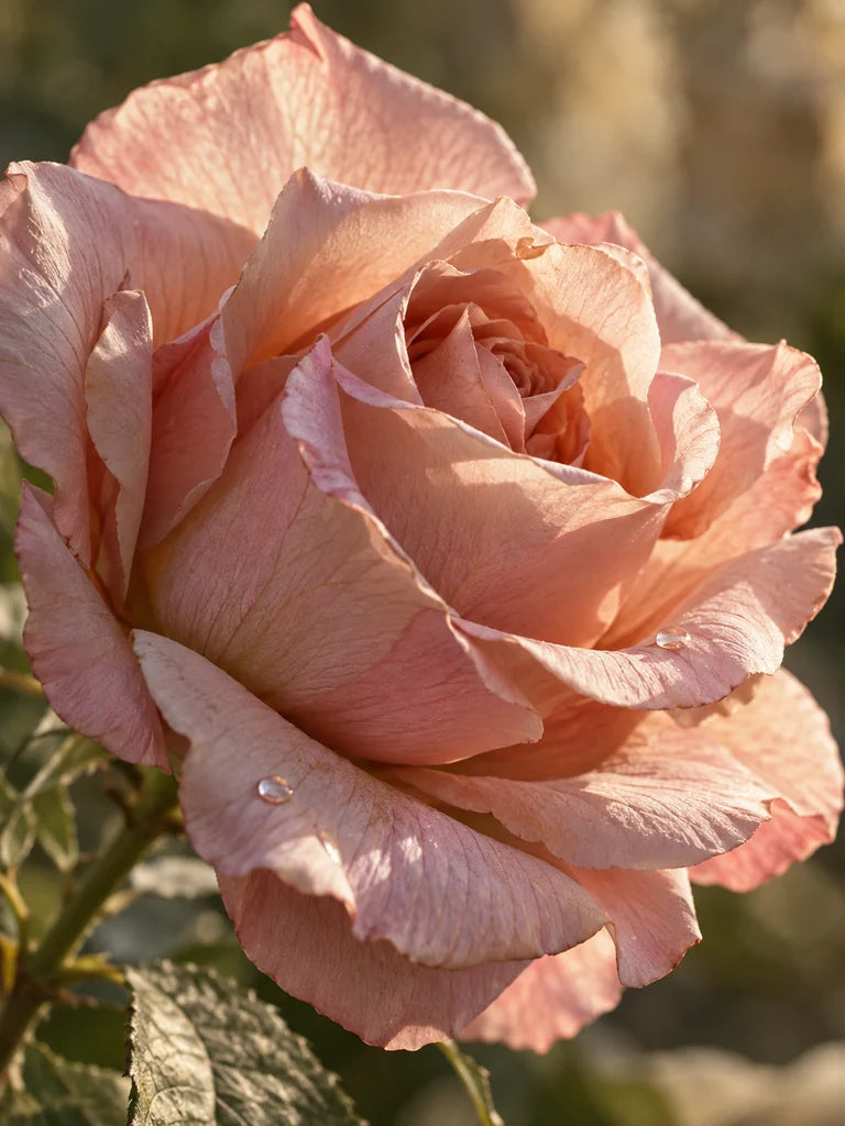 Soft pink rose petals with translucent edges catching sunlight